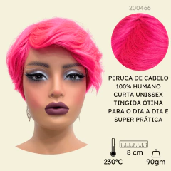 Peruca humana curta rosa pink franja lisa unissex cosplay - comprar online