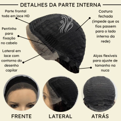 Peruca front lace HD humana ondulada castanho escuro 65cm na internet
