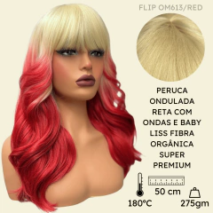 Imagem do Peruca ondulada com franja orgânica baby liss fibra premium