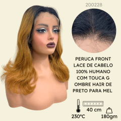 Peruca humana front lace 13x6 preta ombre loiro mel 40cm - comprar online