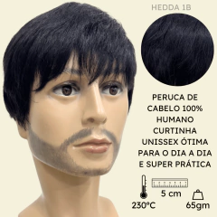 Peruca curta preta masculina cabelo humano liso unissex - comprar online
