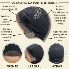 Peruca front lace média curta orgânica futura 13x1 premium