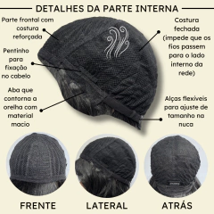 Peruca ondulada com franja orgânica baby liss fibra premium - Perucas & Laces LIONSWIG