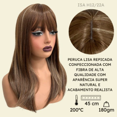 Peruca lisa repicada com franja 45cm orgânica premium - comprar online