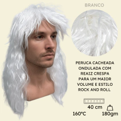 Peruca rock heavy metal anos 60 70 80 ondulada volumosa friz na internet