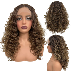 Peruca cacheada front lace 55cm ondulada repartida futura - loja online