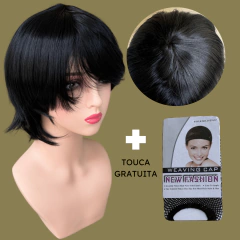 Peruca curta repicada lisa media cosplay personagem anime - loja online