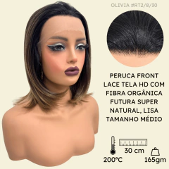 Peruca front lace média curta orgânica futura 13x1 premium - loja online