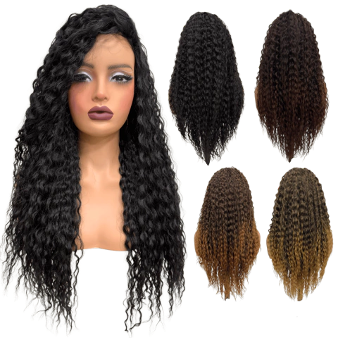 Peruca cacheada ondulada 55cm organica premium volumosa