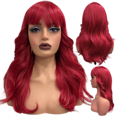 Peruca ondulada com franja orgânica baby liss fibra premium - comprar online