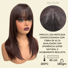 Peruca lisa repicada com franja 45cm orgânica premium - comprar online