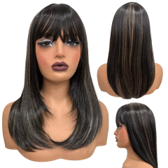 Peruca lisa repicada com franja 45cm orgânica premium - Perucas & Laces LIONSWIG