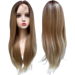 Peruca lisa longa repicada repartição fixa ao meio lace wig - Perucas & Laces LIONSWIG