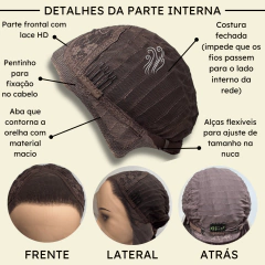 Peruca front lace HD orgânica 13x2 lisa super natural 60cm