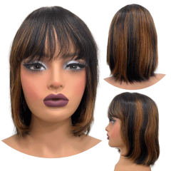 Peruca humana curta bob franja 25cm com lace no topo natural - comprar online