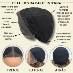 Peruca cacheada front lace 55cm ondulada repartida futura - Perucas & Laces LIONSWIG