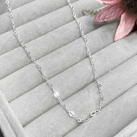 Colar elos amassados 2,2mm corrente 45cm prata 925 legítima