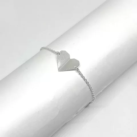 Pulseira laser forma coração origami prata 925 legítima