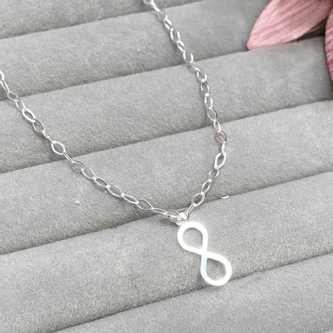 Pulseira infinito pendurado elos 18cm prata 925 legítima