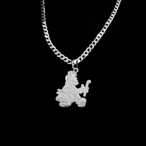 Pingente tio patinhas prata 925 maciça - Serve para corrente até 5mm