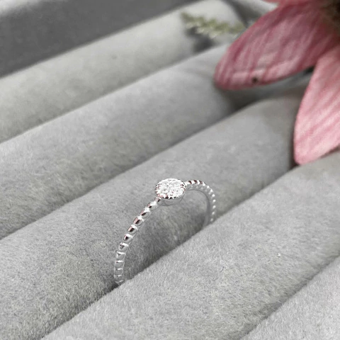 Anel bolinha no aro c 3 zircônias redondas prata 925 legítima