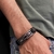 Pulseira preta placa encaixe gratidão couro legítimo - comprar online