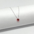 Colar ponto de luz coração 5x5mm cristal vermelho prata 925 legítima