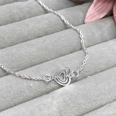 Pulseira 1 coração cartier 18cm prata 925 legítima