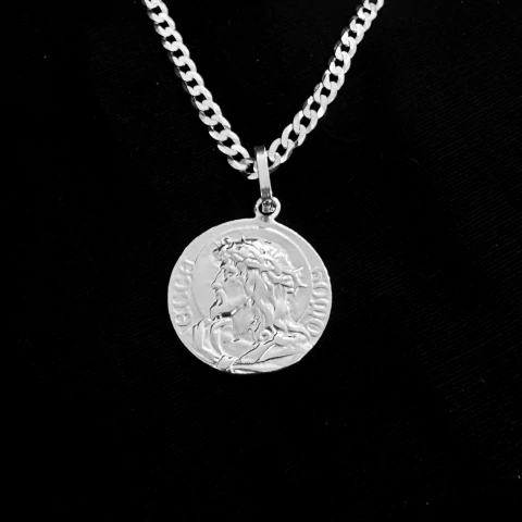 Pingente Cristo prata 925 maciça - Serve para corrente até 7mm