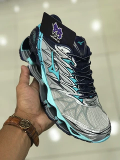 mizuno wave pro 7 cinza/azul bebe