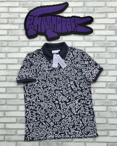 polo lacoste X keith haring - raridade azul marinho