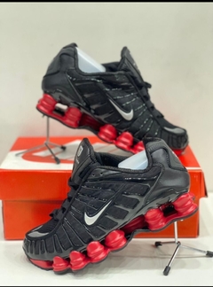 nike shox tl 12 molas preto/vermelho