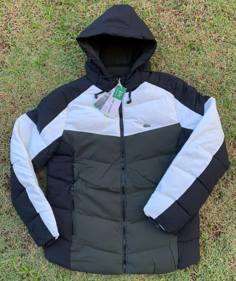 bombojaco lacoste - preto,branco e verde com fone