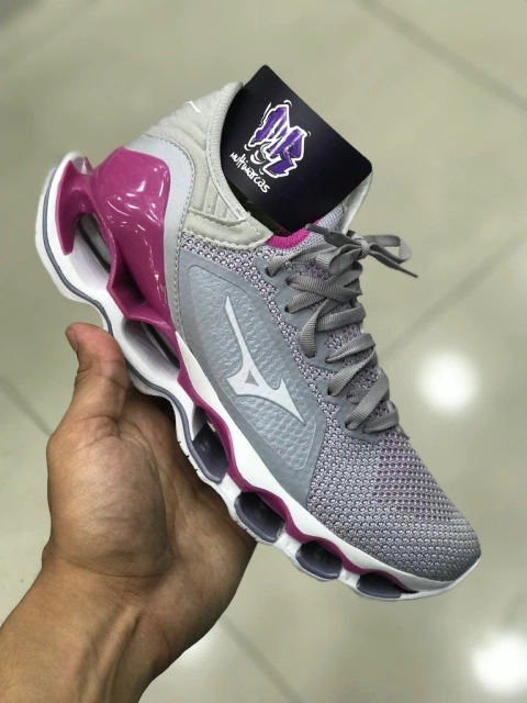 mizuno wave pro x wk cinza/rosa