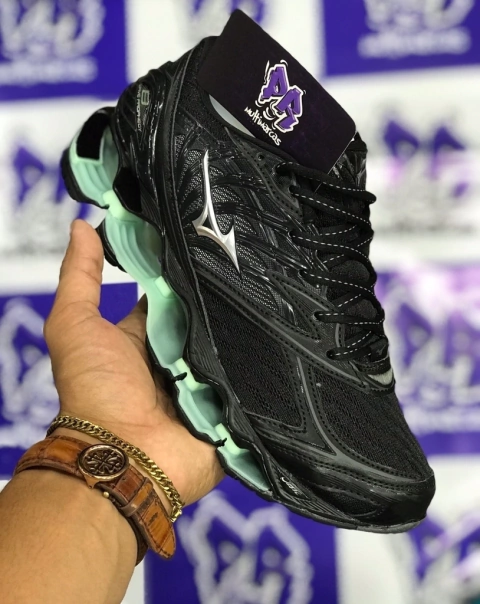 mizuno wave pro 8 preto/verde agua