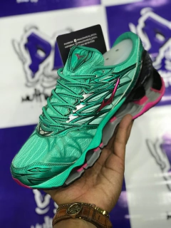 mizuno wave pro 7 verde agua e rosa - comprar online