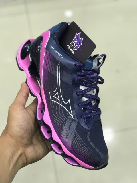 mizuno wave pro X azul e rosa