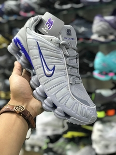 nike shox tl 12 molas cinza/azul