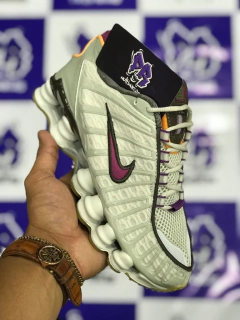 nike shox tl 12 molas bege e roxo