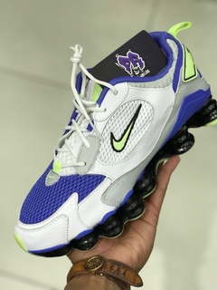 nike shox tl 12 molas 2020 branco/azul/verde