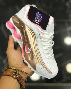 R4 shox importado - branco/rose