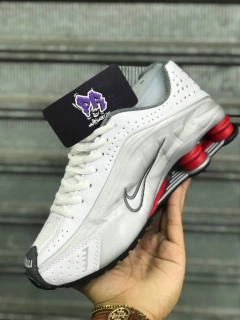 R4 shox importado - branco/prata/vermelho - comprar online