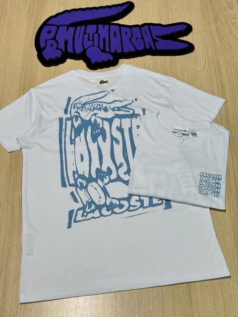 Camiseta Lacoste modelo gráfico 2025 - edição limitada (branco)