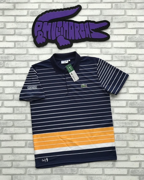 polo andy roddick d/barra - raridade (azul marinho/amarelo)