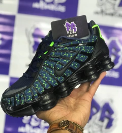 nike shox tl 12 molas azul/preto/verde - comprar online