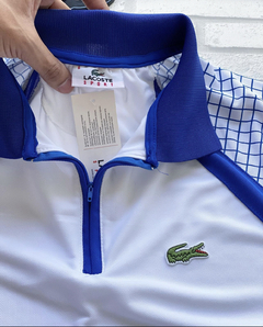 Polo manga quadriculada - raridade (branco azul royal) - PR multimarcas