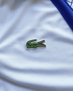 Polo manga quadriculada - raridade (branco azul royal) - loja online