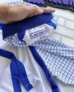 Imagem do Polo manga quadriculada - raridade (branco azul royal)