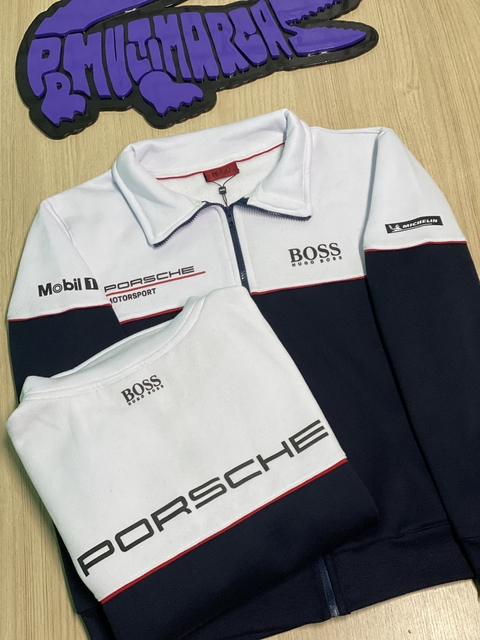Jaqueta moletom Hugo x Porsche - edição limitada (azul marinho)