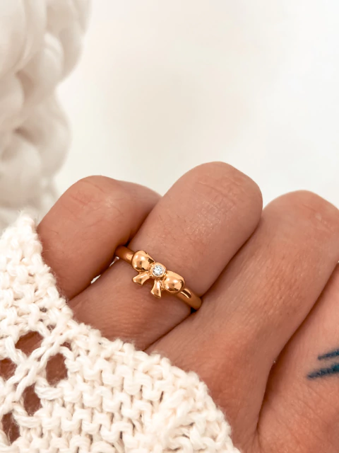 Anel laço banhado a ouro 18k